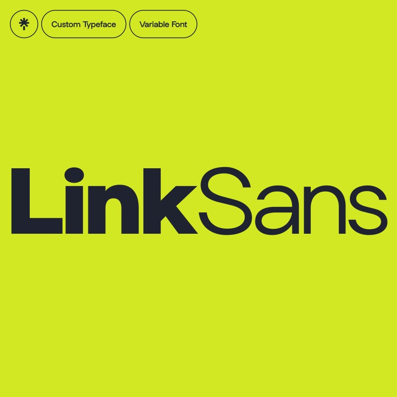 LinkSans — Linktree's custom variable typeface showcased on a lime background